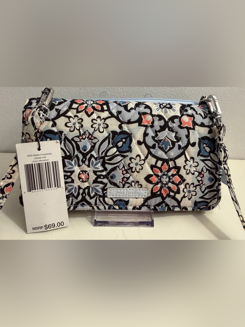 Vera Bradley RFID Wallet Crossbody in Libson Medallion Pattern.  NWT